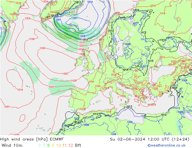 High wind areas ECMWF  02.06.2024 12 UTC