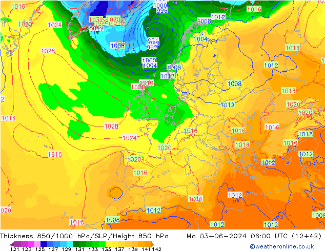 Thck 850-1000 hPa ECMWF Mo 03.06.2024 06 UTC