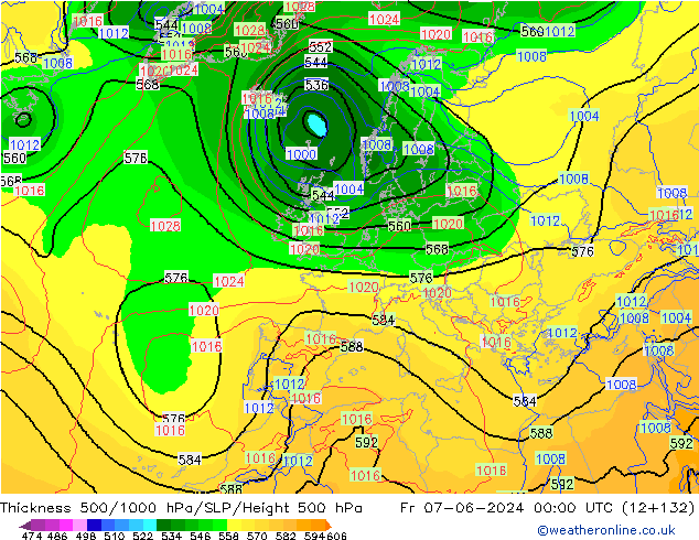 Thck 500-1000hPa ECMWF Fr 07.06.2024 00 UTC