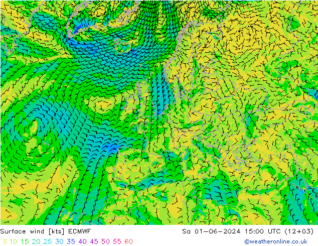 Rüzgar 10 m ECMWF Cts 01.06.2024 15 UTC