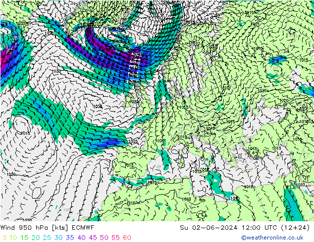 Wind 950 hPa ECMWF Ne 02.06.2024 12 UTC