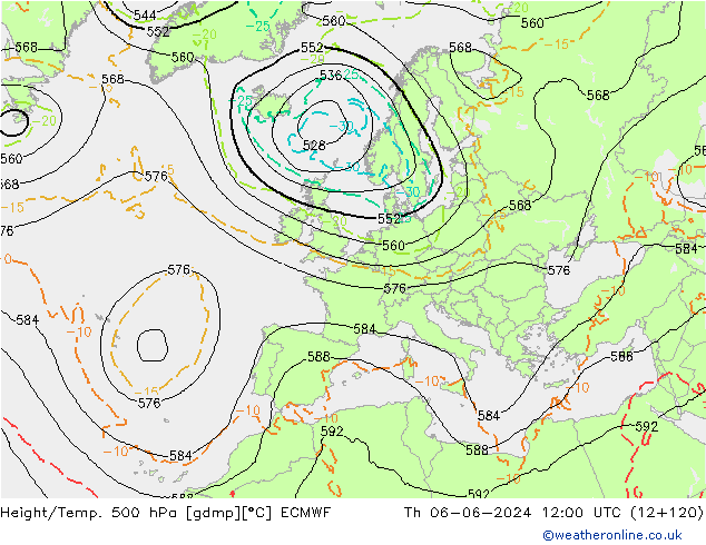 Géop./Temp. 500 hPa ECMWF jeu 06.06.2024 12 UTC