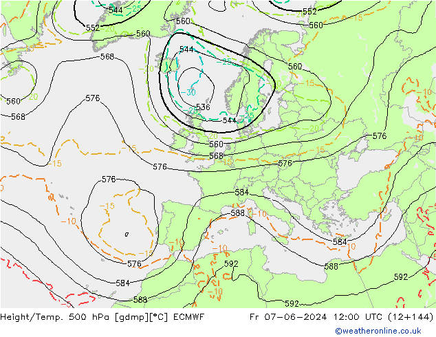 Z500/Yağmur (+YB)/Z850 ECMWF Cu 07.06.2024 12 UTC