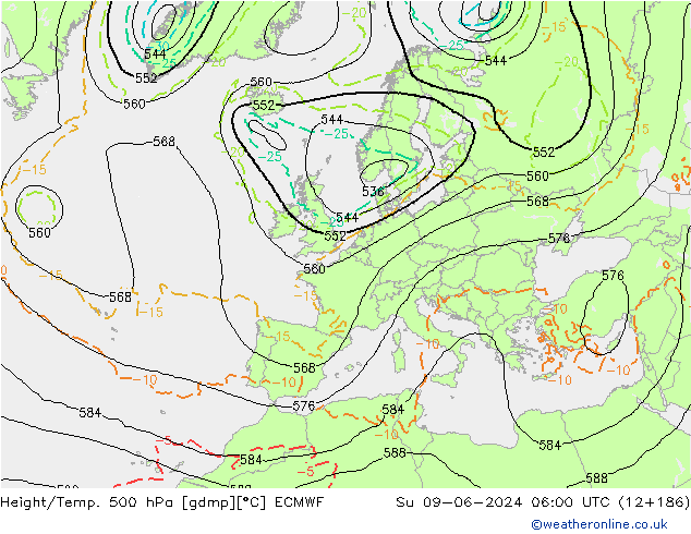 Z500/Rain (+SLP)/Z850 ECMWF Ne 09.06.2024 06 UTC