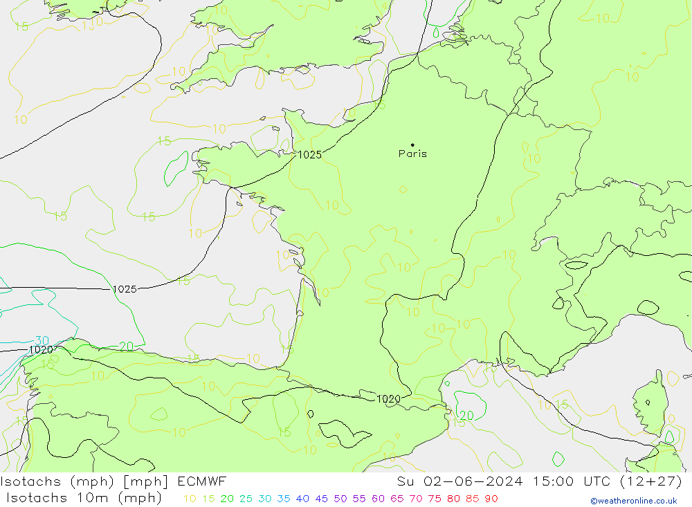 Isotachs (mph) ECMWF Вс 02.06.2024 15 UTC