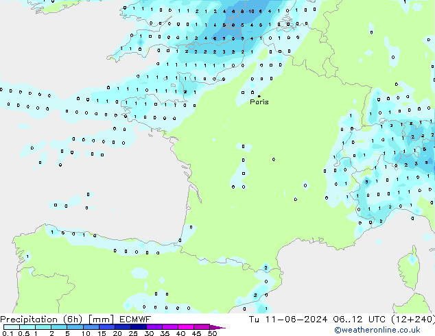 Z500/Yağmur (+YB)/Z850 ECMWF Sa 11.06.2024 12 UTC