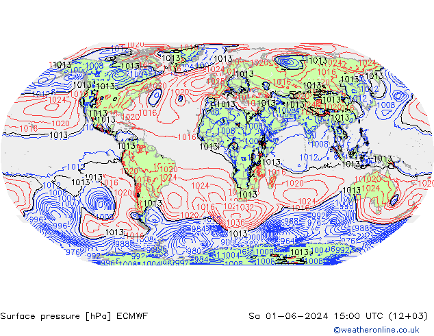 приземное давление ECMWF сб 01.06.2024 15 UTC