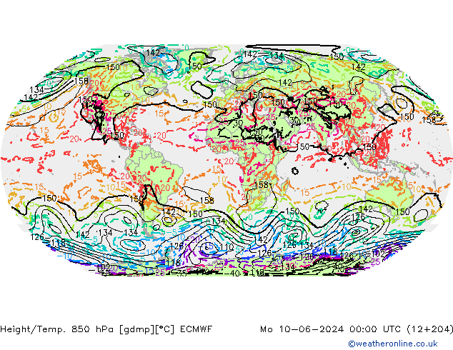 Z500/Rain (+SLP)/Z850 ECMWF lun 10.06.2024 00 UTC