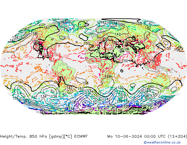 Z500/Rain (+SLP)/Z850 ECMWF Mo 10.06.2024 00 UTC