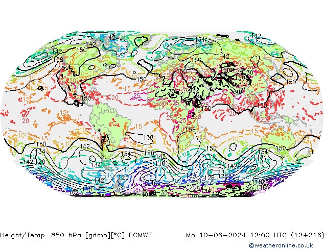Géop./Temp. 850 hPa ECMWF lun 10.06.2024 12 UTC