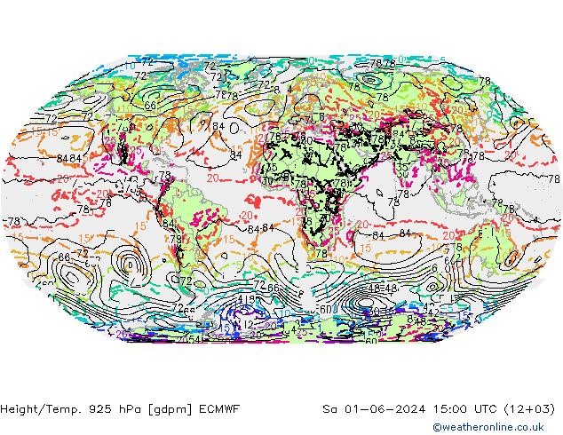 Height/Temp. 925 hPa ECMWF sab 01.06.2024 15 UTC