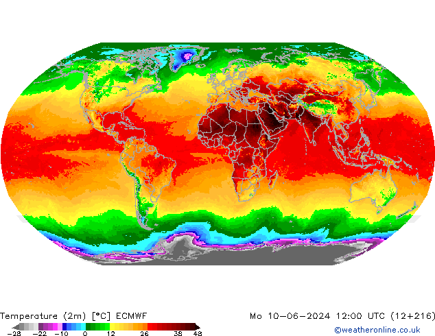 température (2m) ECMWF lun 10.06.2024 12 UTC