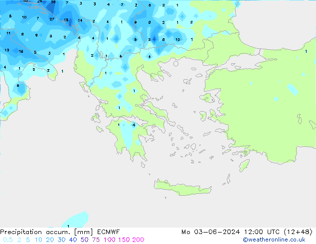 Précipitation accum. ECMWF lun 03.06.2024 12 UTC