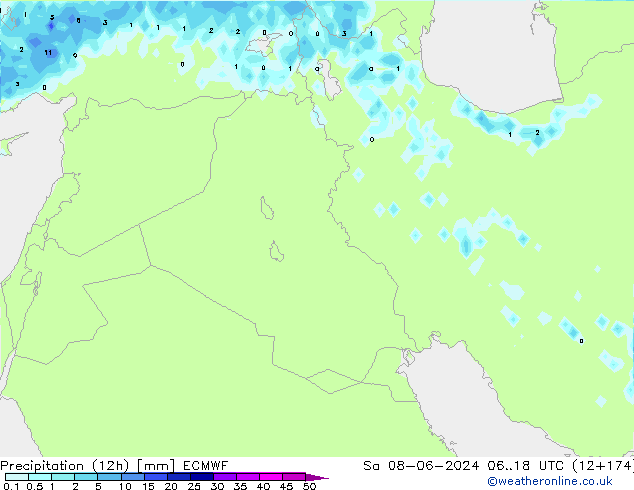 Precipitação (12h) ECMWF Sáb 08.06.2024 18 UTC