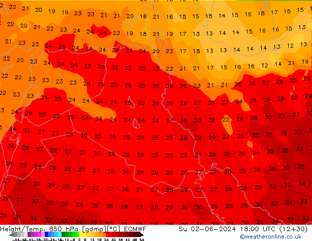 Z500/Rain (+SLP)/Z850 ECMWF dom 02.06.2024 18 UTC