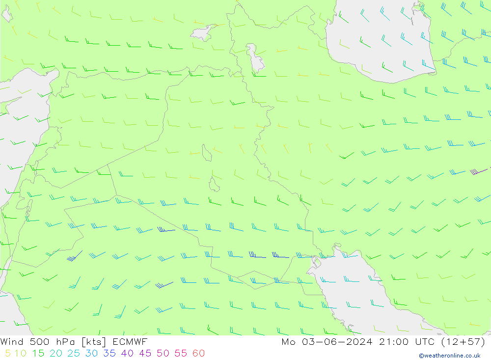 Rüzgar 500 hPa ECMWF Pzt 03.06.2024 21 UTC