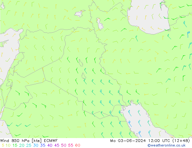 Wind 850 hPa ECMWF Po 03.06.2024 12 UTC