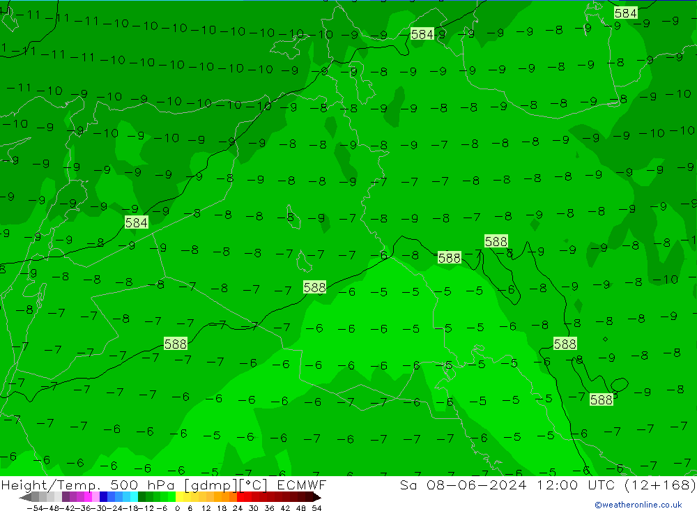 Z500/Rain (+SLP)/Z850 ECMWF Sáb 08.06.2024 12 UTC