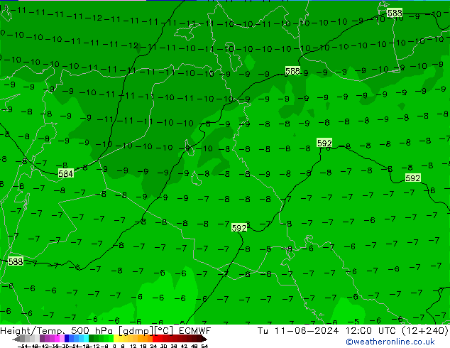 Height/Temp. 500 hPa ECMWF Út 11.06.2024 12 UTC