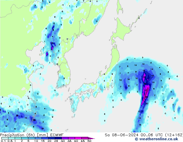 Z500/Rain (+SLP)/Z850 ECMWF sab 08.06.2024 06 UTC