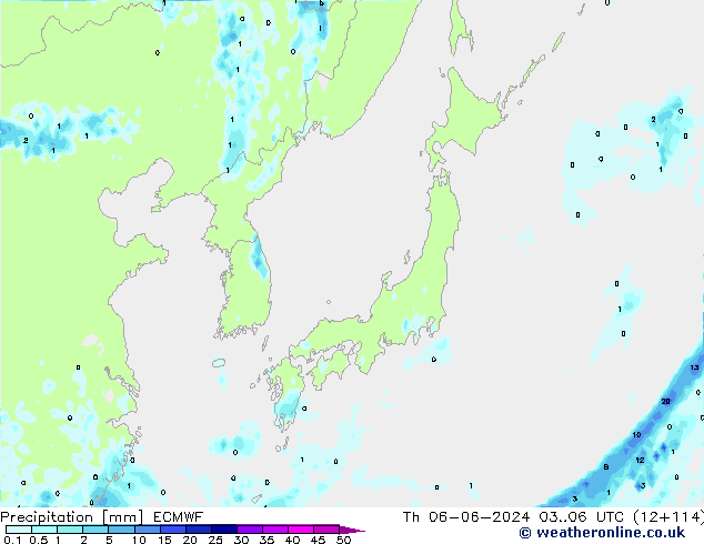 Precipitazione ECMWF gio 06.06.2024 06 UTC