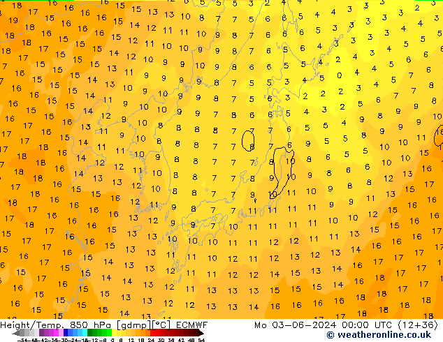 Z500/Rain (+SLP)/Z850 ECMWF lun 03.06.2024 00 UTC