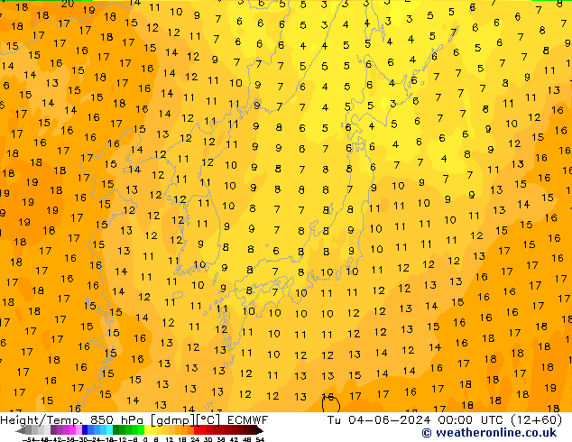 Z500/Rain (+SLP)/Z850 ECMWF wto. 04.06.2024 00 UTC