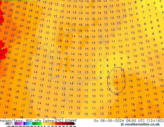 Z500/Rain (+SLP)/Z850 ECMWF Sáb 08.06.2024 06 UTC