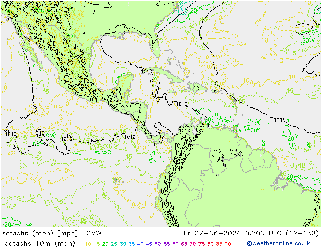Isotachs (mph) ECMWF Fr 07.06.2024 00 UTC