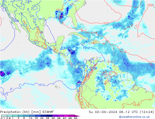 Précipitation (6h) ECMWF dim 02.06.2024 12 UTC