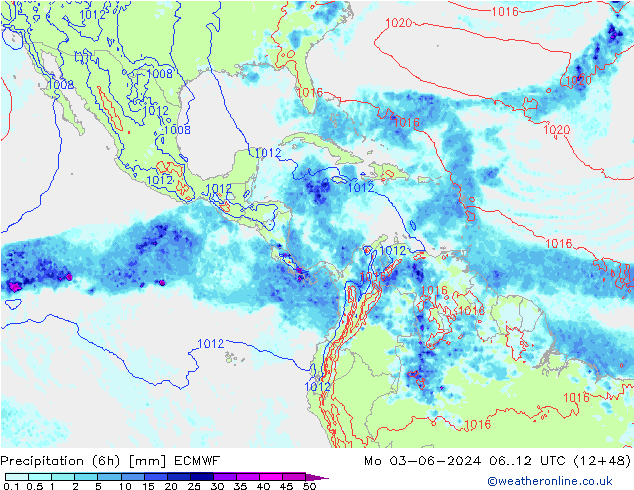 Z500/Rain (+SLP)/Z850 ECMWF Mo 03.06.2024 12 UTC