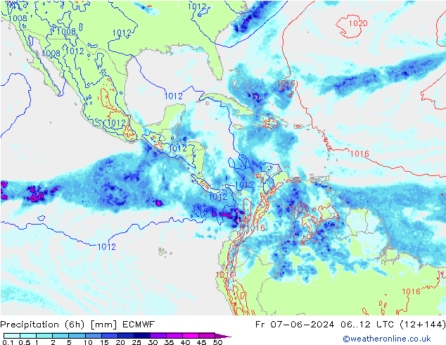 Yağış (6h) ECMWF Cu 07.06.2024 12 UTC