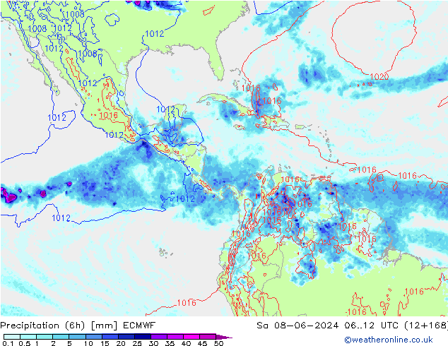 Z500/Rain (+SLP)/Z850 ECMWF sab 08.06.2024 12 UTC