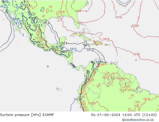 Surface pressure ECMWF Sa 01.06.2024 12 UTC