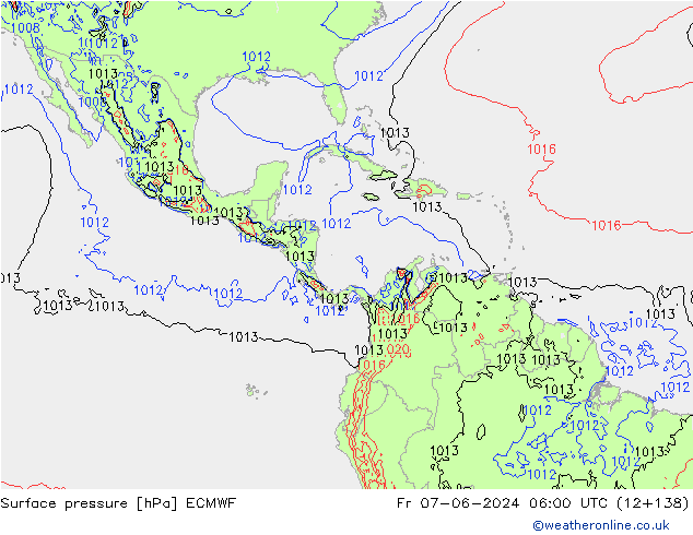 Pressione al suolo ECMWF ven 07.06.2024 06 UTC