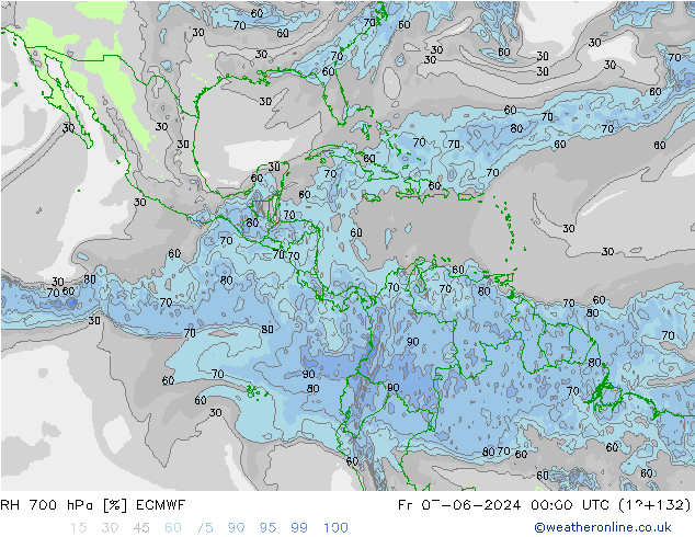 RH 700 hPa ECMWF Fr 07.06.2024 00 UTC