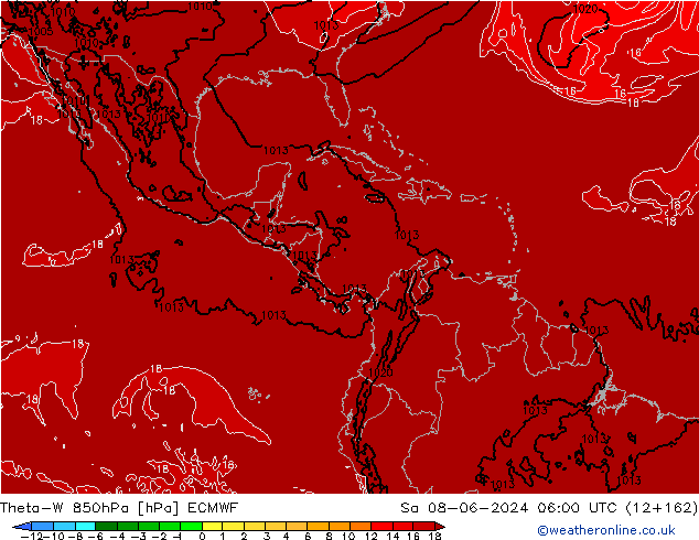 Theta-W 850hPa ECMWF Sa 08.06.2024 06 UTC