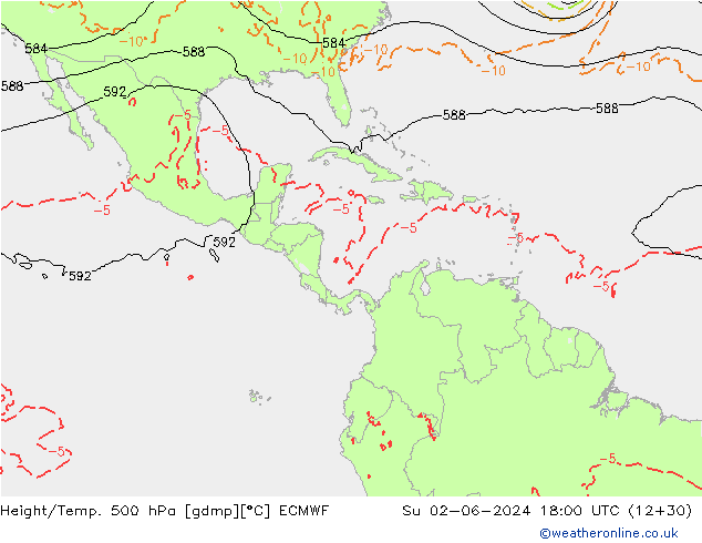 Geop./Temp. 500 hPa ECMWF dom 02.06.2024 18 UTC