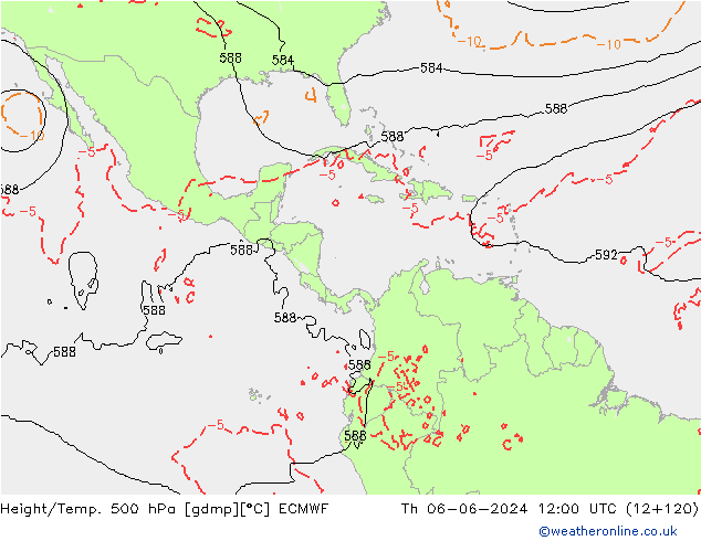 Z500/Rain (+SLP)/Z850 ECMWF jue 06.06.2024 12 UTC