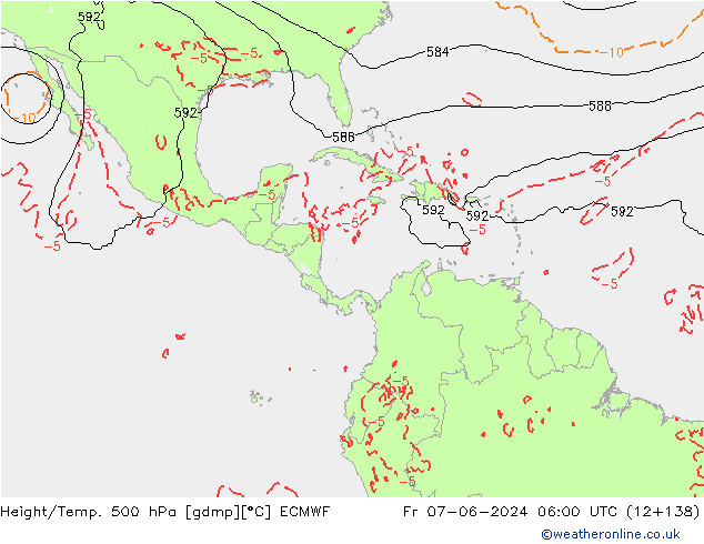 Z500/Rain (+SLP)/Z850 ECMWF ven 07.06.2024 06 UTC