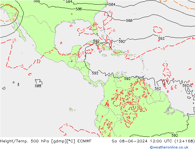 Geop./Temp. 500 hPa ECMWF sáb 08.06.2024 12 UTC