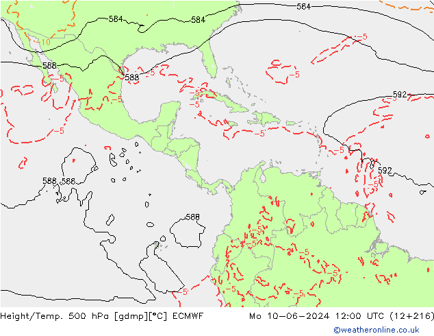 Hoogte/Temp. 500 hPa ECMWF ma 10.06.2024 12 UTC