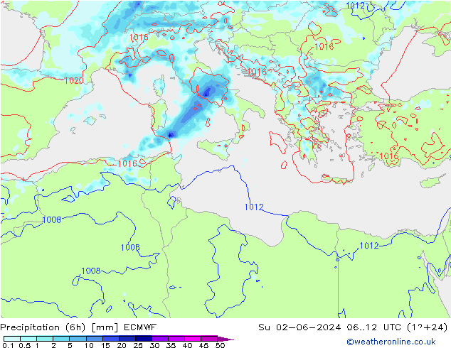 Z500/Rain (+SLP)/Z850 ECMWF nie. 02.06.2024 12 UTC