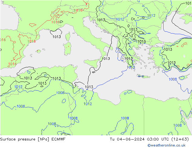 pressão do solo ECMWF Ter 04.06.2024 03 UTC