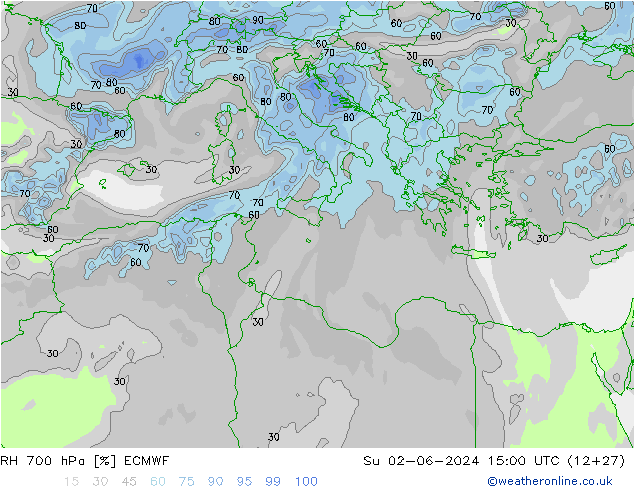 RH 700 hPa ECMWF Dom 02.06.2024 15 UTC