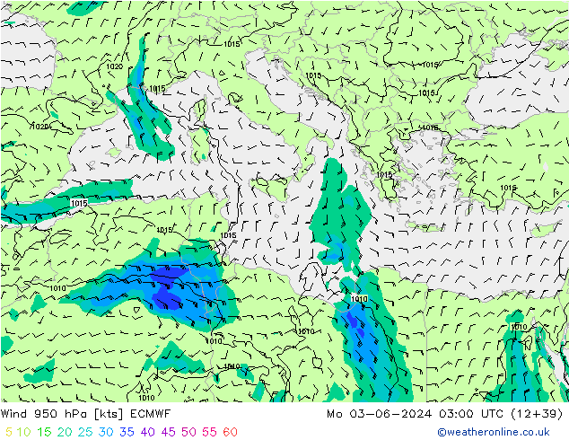 Wind 950 hPa ECMWF Po 03.06.2024 03 UTC