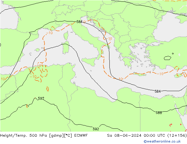 Z500/Rain (+SLP)/Z850 ECMWF Sa 08.06.2024 00 UTC