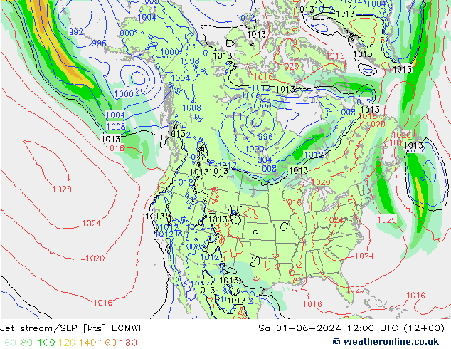 Corriente en chorro ECMWF sáb 01.06.2024 12 UTC