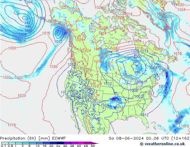 Z500/Rain (+SLP)/Z850 ECMWF Sa 08.06.2024 06 UTC