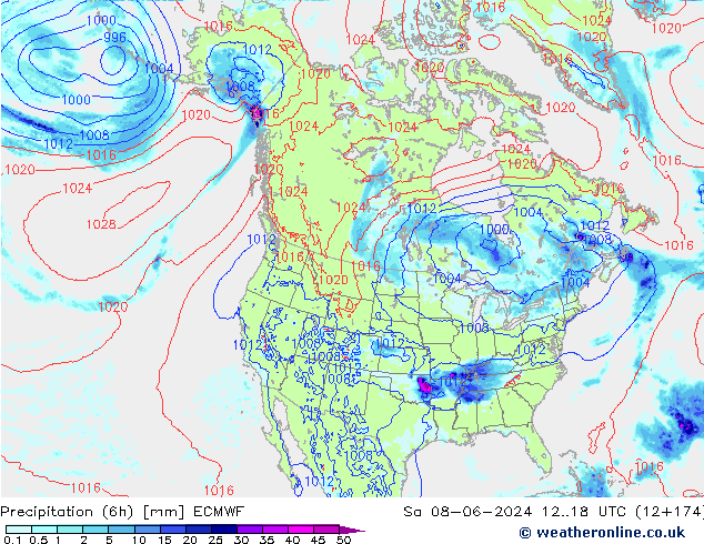 Z500/Regen(+SLP)/Z850 ECMWF za 08.06.2024 18 UTC